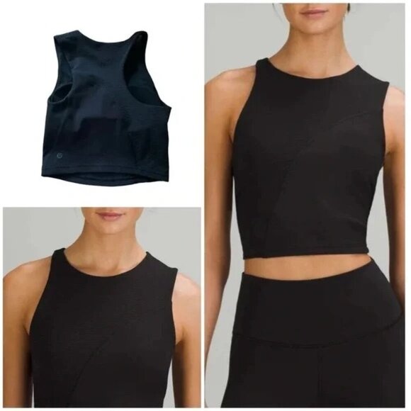 LULULEMON- Ribbed Asymmetrical Yoga Tank Top Black Sz 2 - Picture 6 of 6